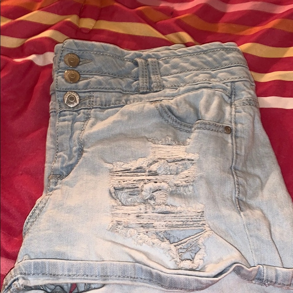 High rise jean shorts with holes